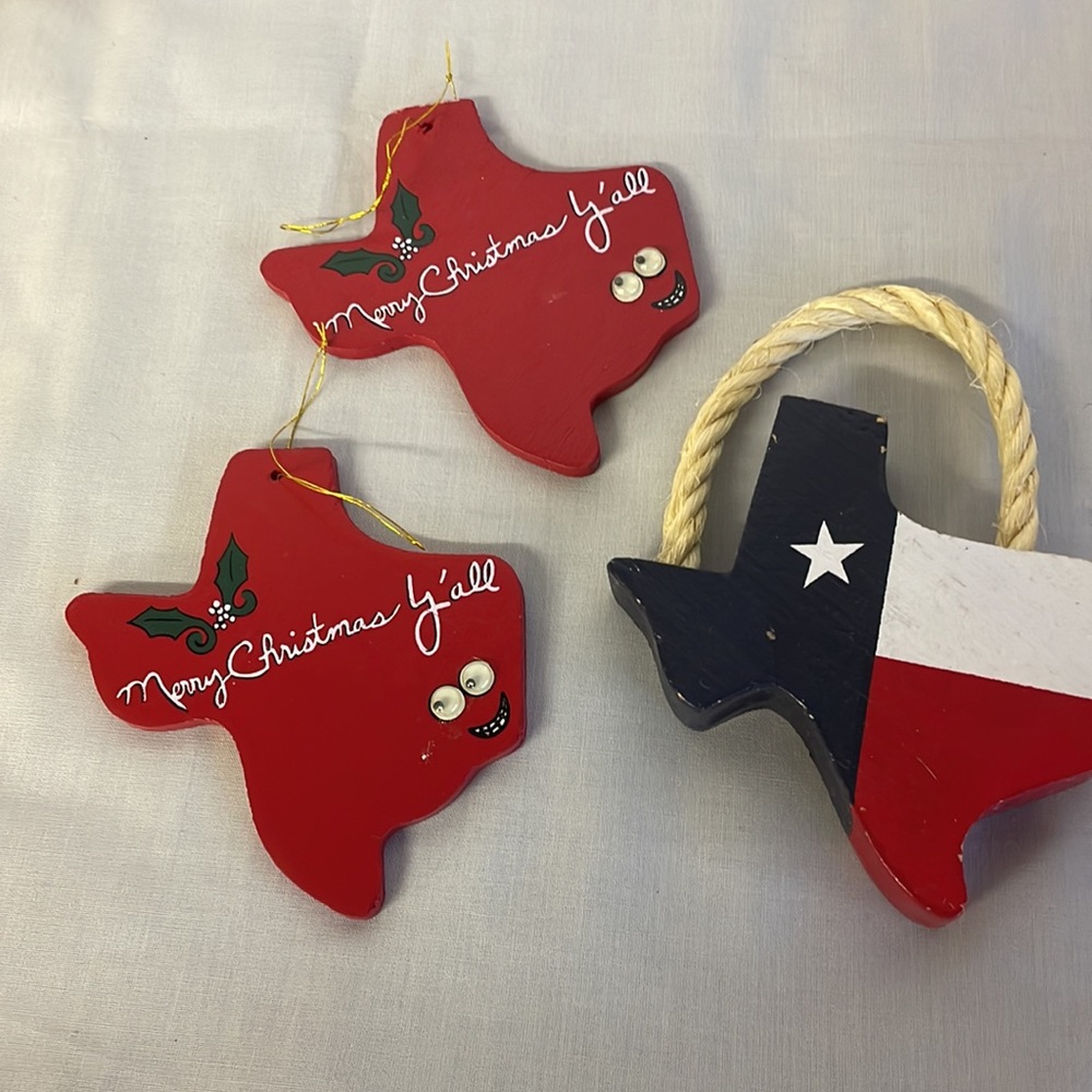 Texas Christmas Tree Ornaments lot of 9 Assorted - Picture 2 of 5